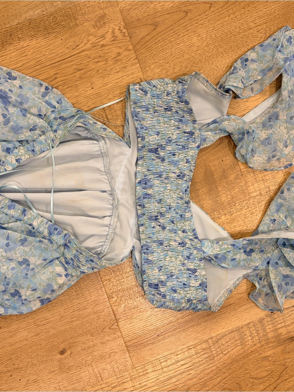 Altar'd State Light Blue Floral Smocked Maxi Dress - Picture 3 of 3